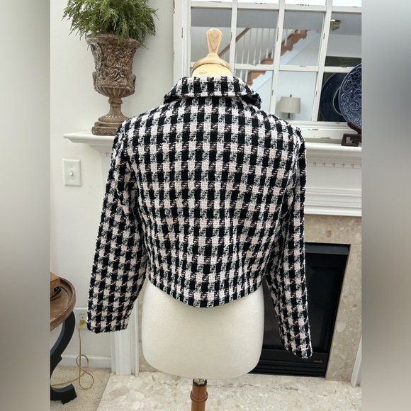 Hutch Black and Pink Cropped Checkered Tweed Jacket - Picture 6 of 9